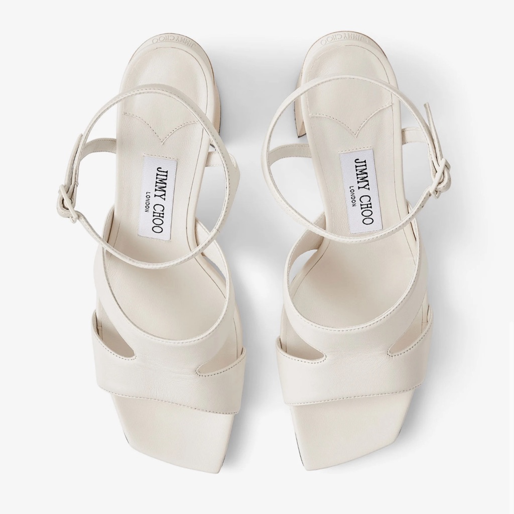 Jimmy Choo Ellison 85 Latte Nappa Leather Sandals Sz 39.5
